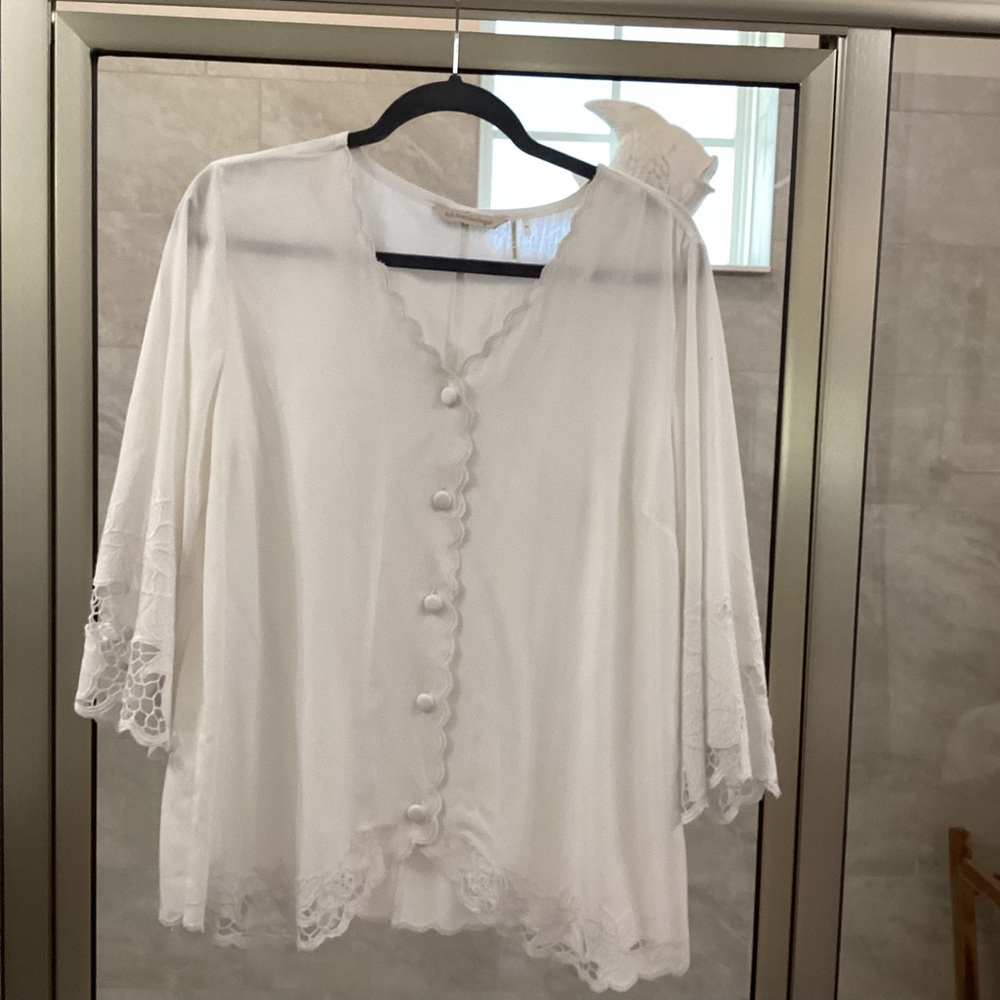 Soft Surroundings Cream Boxy Buttoned Blouse
